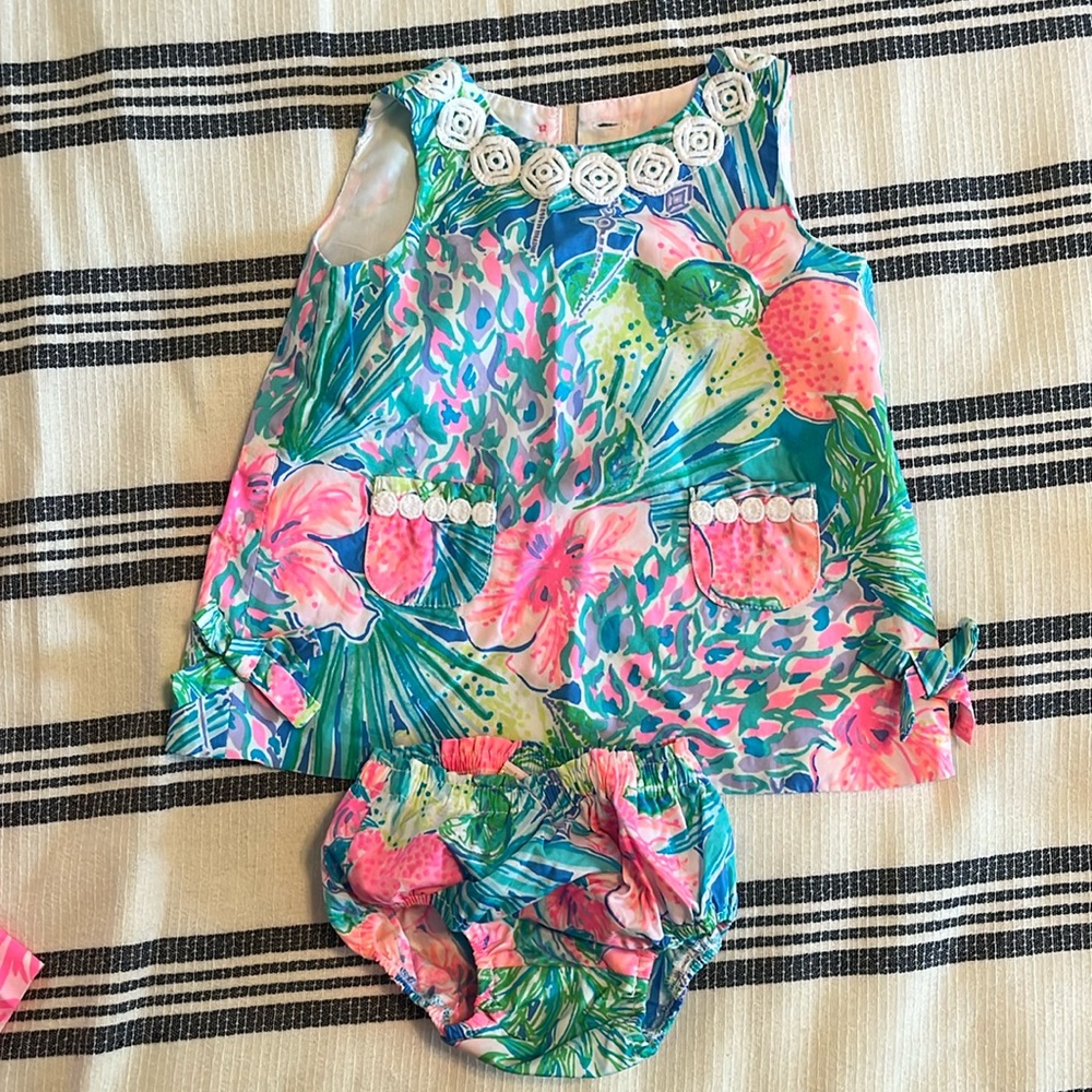 Lily Pulitzer dress, size 6-12mo, with matching diaper cover